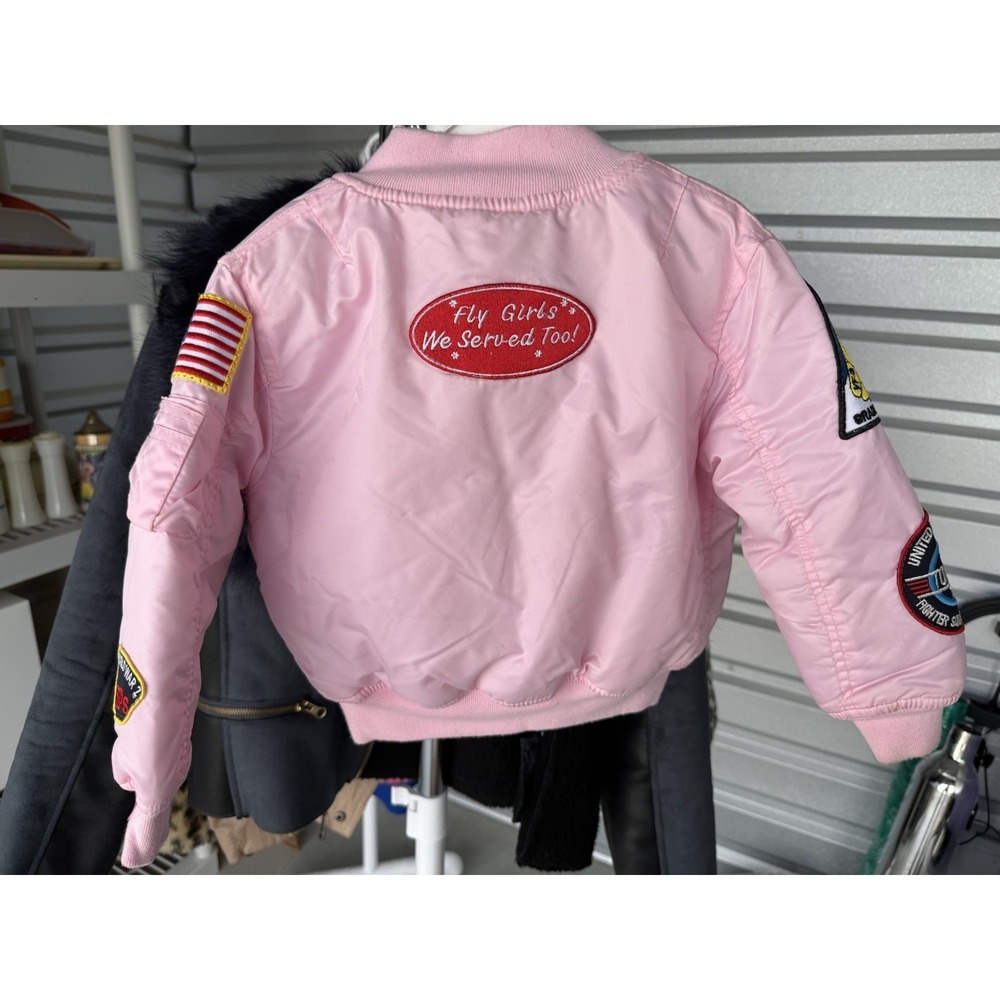 Up And Away USAF MA-1 Flight Jacket Girls 3T Pink Bomber Top Gun Pilot Patches - Picture 10 of 10